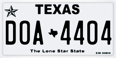 TX license plate DOA4404