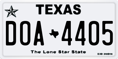 TX license plate DOA4405