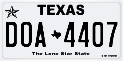 TX license plate DOA4407