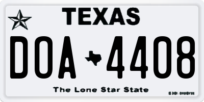 TX license plate DOA4408
