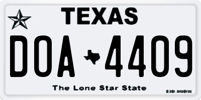 TX license plate DOA4409