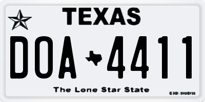 TX license plate DOA4411