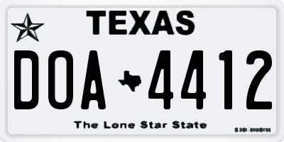 TX license plate DOA4412