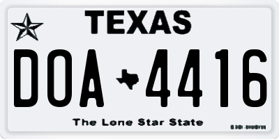 TX license plate DOA4416