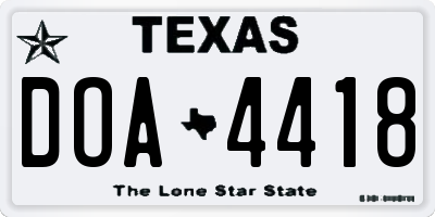 TX license plate DOA4418