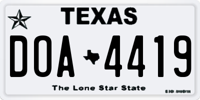 TX license plate DOA4419