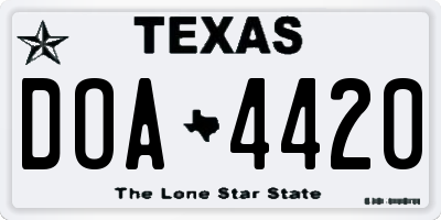 TX license plate DOA4420