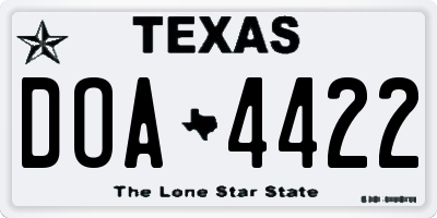 TX license plate DOA4422