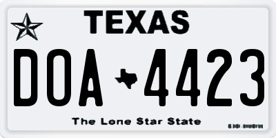 TX license plate DOA4423