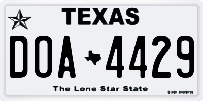 TX license plate DOA4429