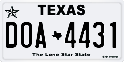 TX license plate DOA4431