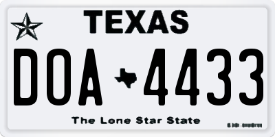 TX license plate DOA4433