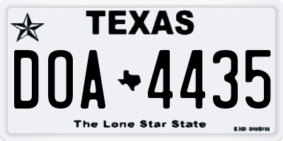 TX license plate DOA4435