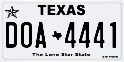 TX license plate DOA4441