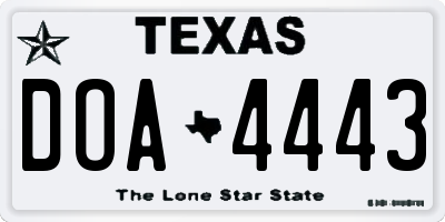 TX license plate DOA4443