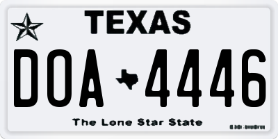 TX license plate DOA4446