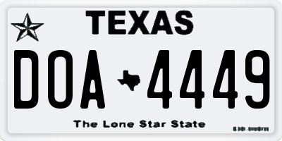 TX license plate DOA4449