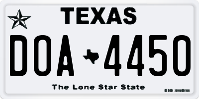 TX license plate DOA4450