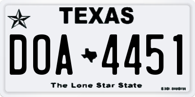 TX license plate DOA4451
