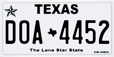 TX license plate DOA4452