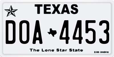 TX license plate DOA4453