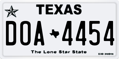 TX license plate DOA4454