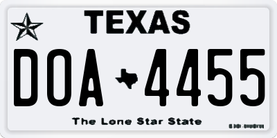TX license plate DOA4455