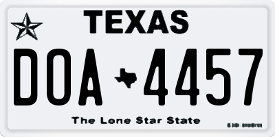 TX license plate DOA4457