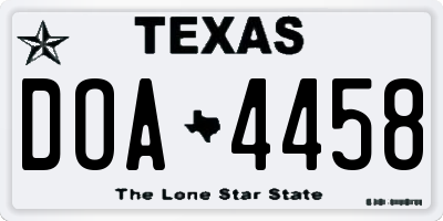 TX license plate DOA4458