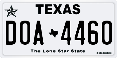 TX license plate DOA4460