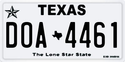 TX license plate DOA4461