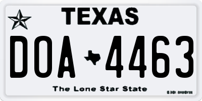 TX license plate DOA4463