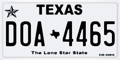 TX license plate DOA4465