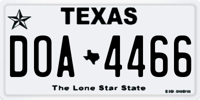 TX license plate DOA4466