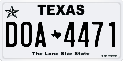 TX license plate DOA4471