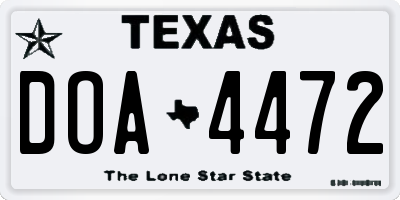 TX license plate DOA4472