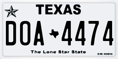 TX license plate DOA4474