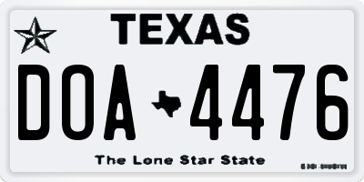 TX license plate DOA4476