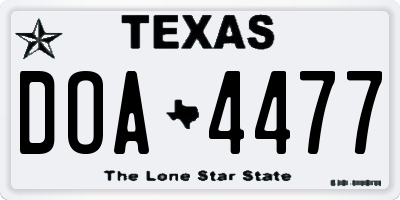 TX license plate DOA4477