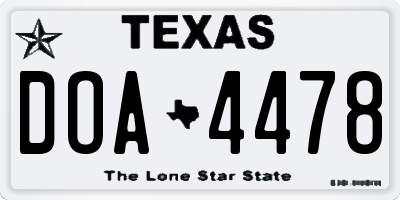 TX license plate DOA4478