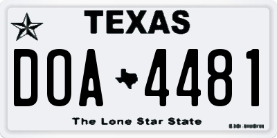 TX license plate DOA4481