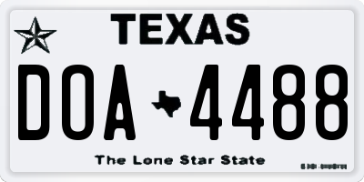 TX license plate DOA4488