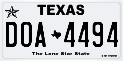 TX license plate DOA4494