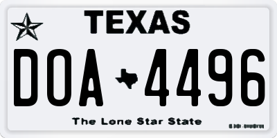 TX license plate DOA4496