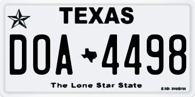 TX license plate DOA4498