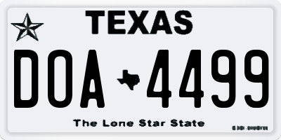 TX license plate DOA4499
