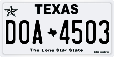 TX license plate DOA4503