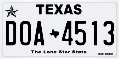 TX license plate DOA4513