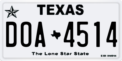 TX license plate DOA4514
