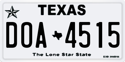 TX license plate DOA4515